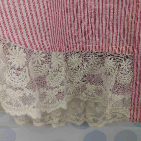 Umgee Country Striped Lace Trim Pockets Tunic - Picture 4 of 8